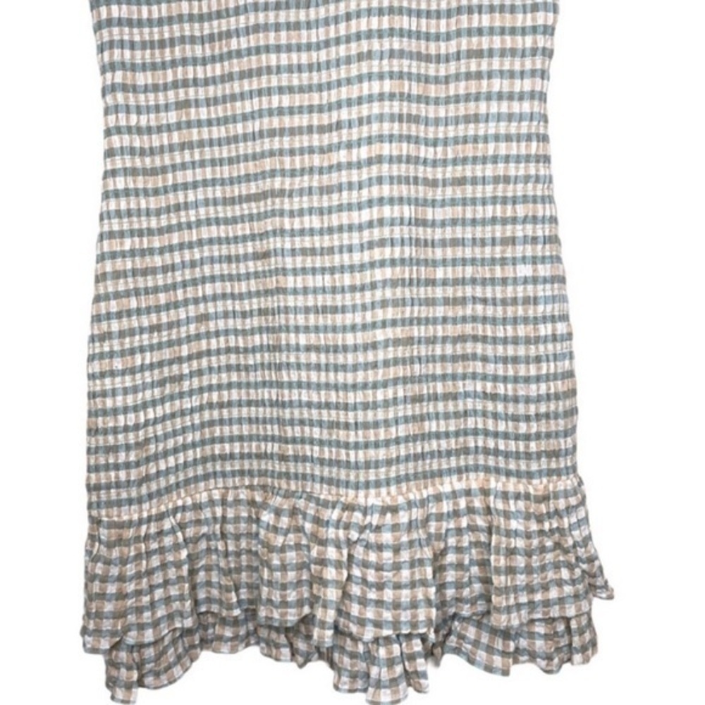 Veronica Beard Cici Smocked Seersucker Plaid Mini Mint Beige Dress NWT - Picture 8 of 16